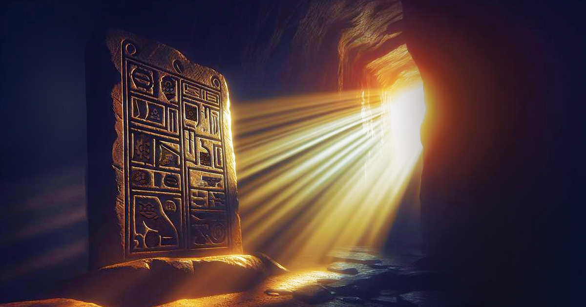 Sunlight entering through cave opening to highlight ancient stone