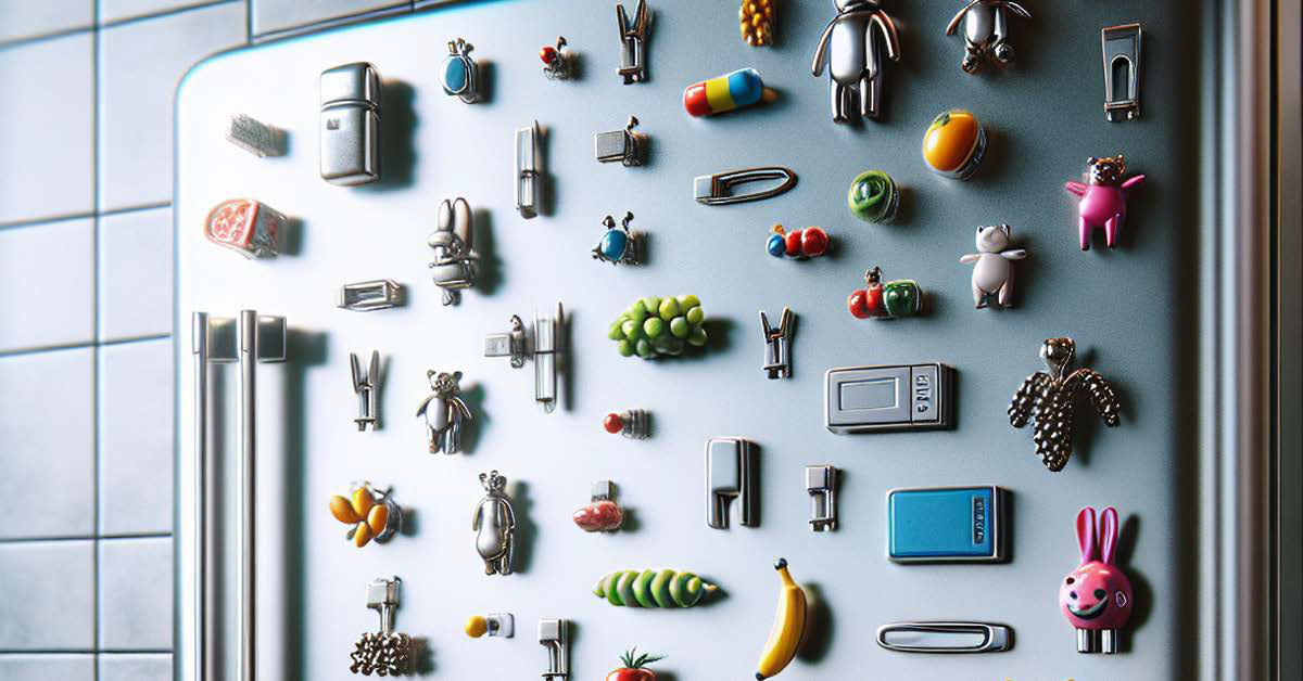 Magnets on kitchen fridge