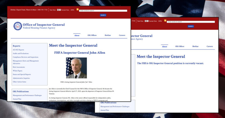 John “Joe” Allen reportedly ousted as acting head of the FHFA OIG.