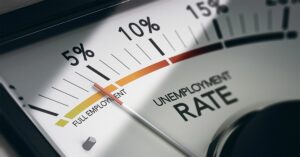 Unemployment rate spikes, showing labor market vulnerabilities.