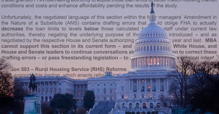 MBA raises ‘significant concerns’ over Senate housing bill changes.