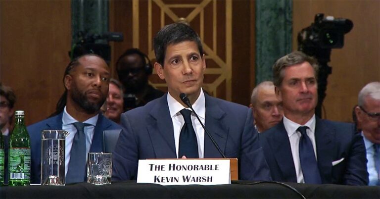 Kevin Warsh faces tough questioning from Senate Banking Committee on April 21.