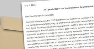 UWM ratchets up pressure with $12.50 Two Harbors bid as shareholder meeting looms.
