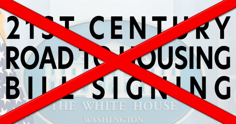 Trump abruptly cancels signing ceremony for ROAD to Housing Act.