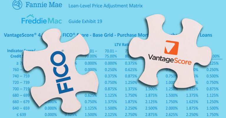 Fannie and Freddie merge loan-level pricing for VantageScore, FICO credit scores.