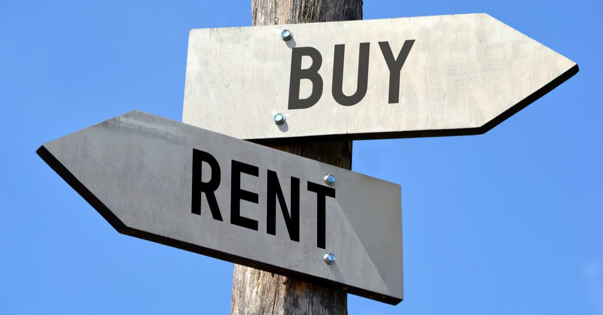 SIGN Buy and Rent signs pointing different directions