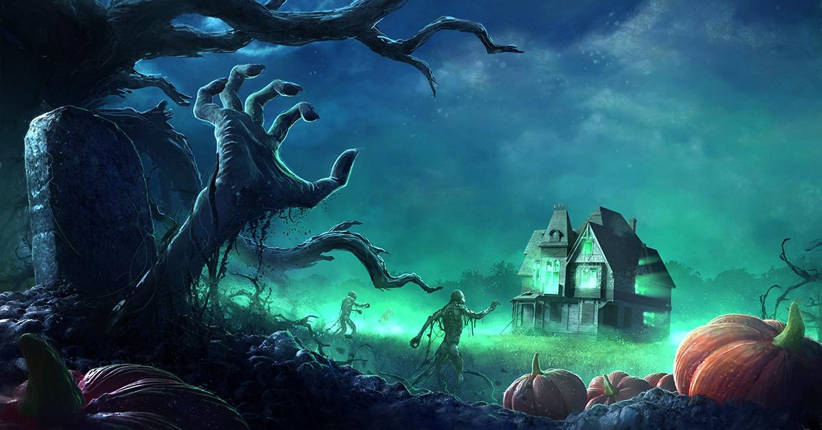 A,Wave,Of,Undead,Creatures,March,Towards,An,Abandoned,House