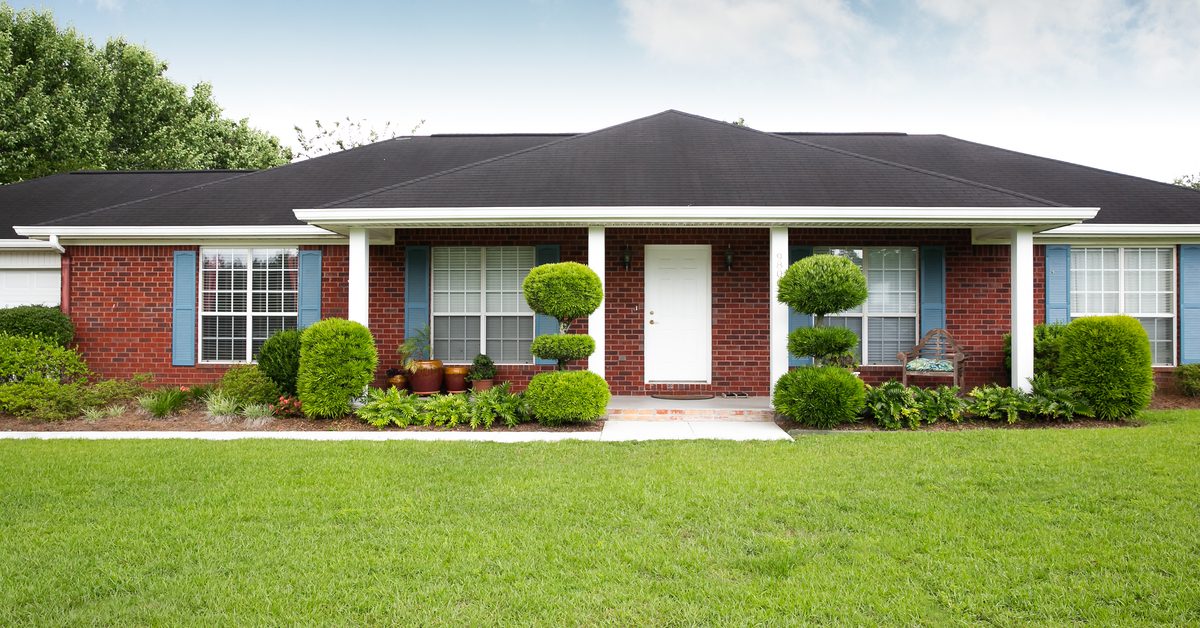 HOUSE Red brick ranch-style house
