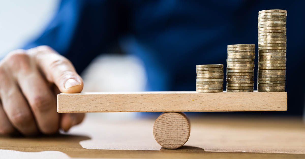 CONCEPT Money leverage and inflation balance with coins
