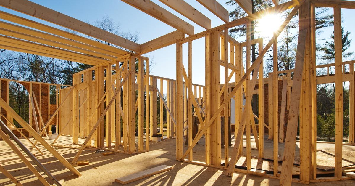 CONSTRUCTION Interior framing of house being built