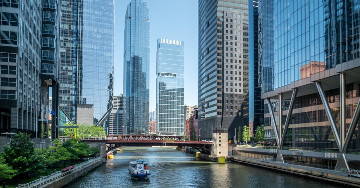 Chicago river and skyline