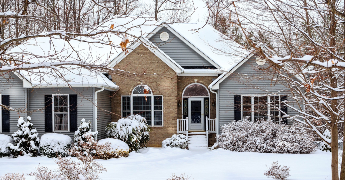 HOUSE Country house with snow during winter
