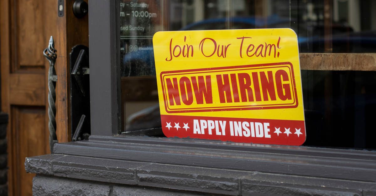now hiring sign