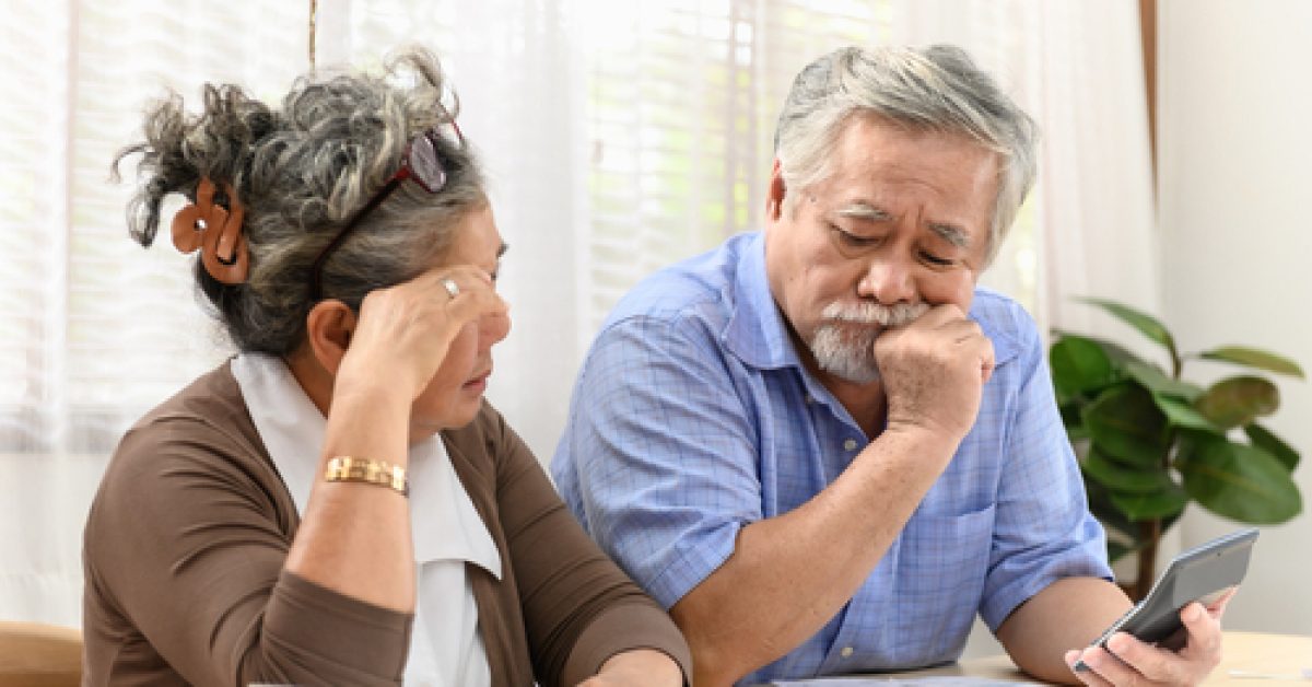 Portrait,Photo,Of,Senior,Asian,Couple,Feeling,Sad,Or,Worry