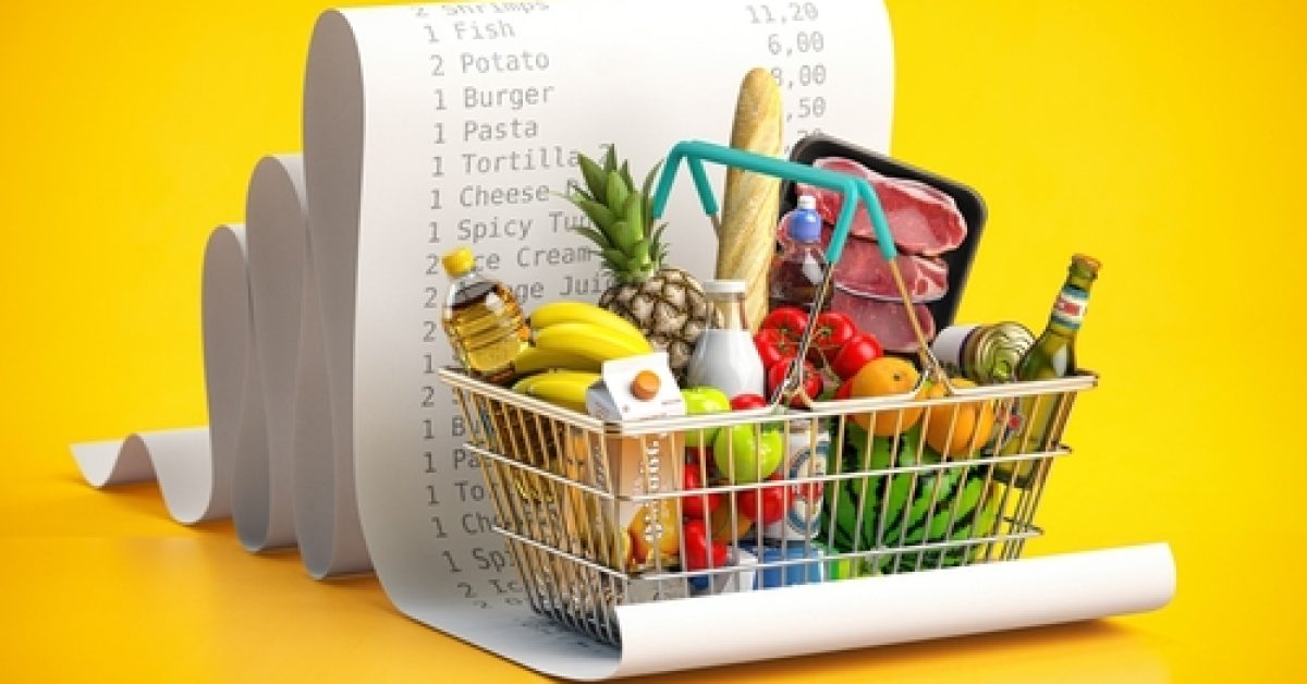 Shopping,Basket,With,Foods,On,Receipt.,Grocery,Expenses,Budget,,Inflation